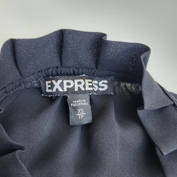 Express Women’s Sleeveless Black Stretch Top Blouse Keyhole Tie Size XS - Picture 7 of 12